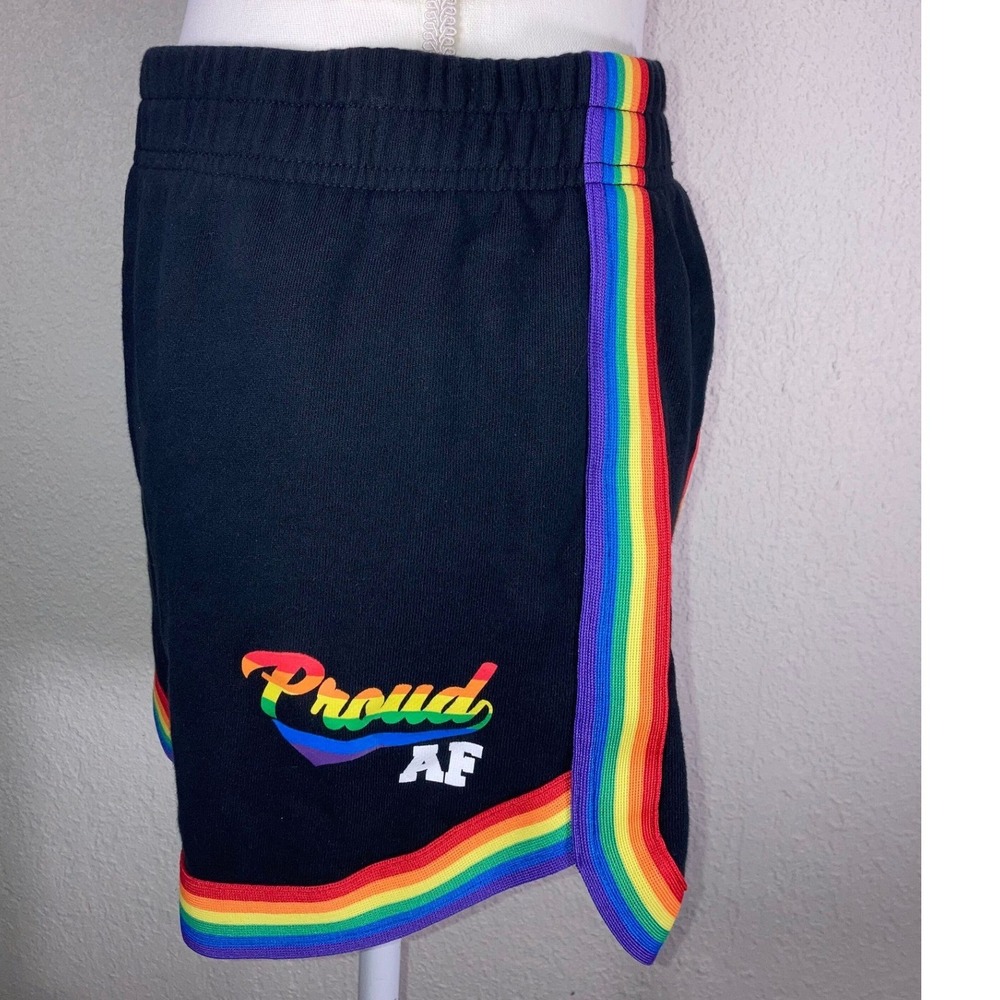 Pride Rainbow Proud AF Equality Heart French Terry Shorts Black 2XL